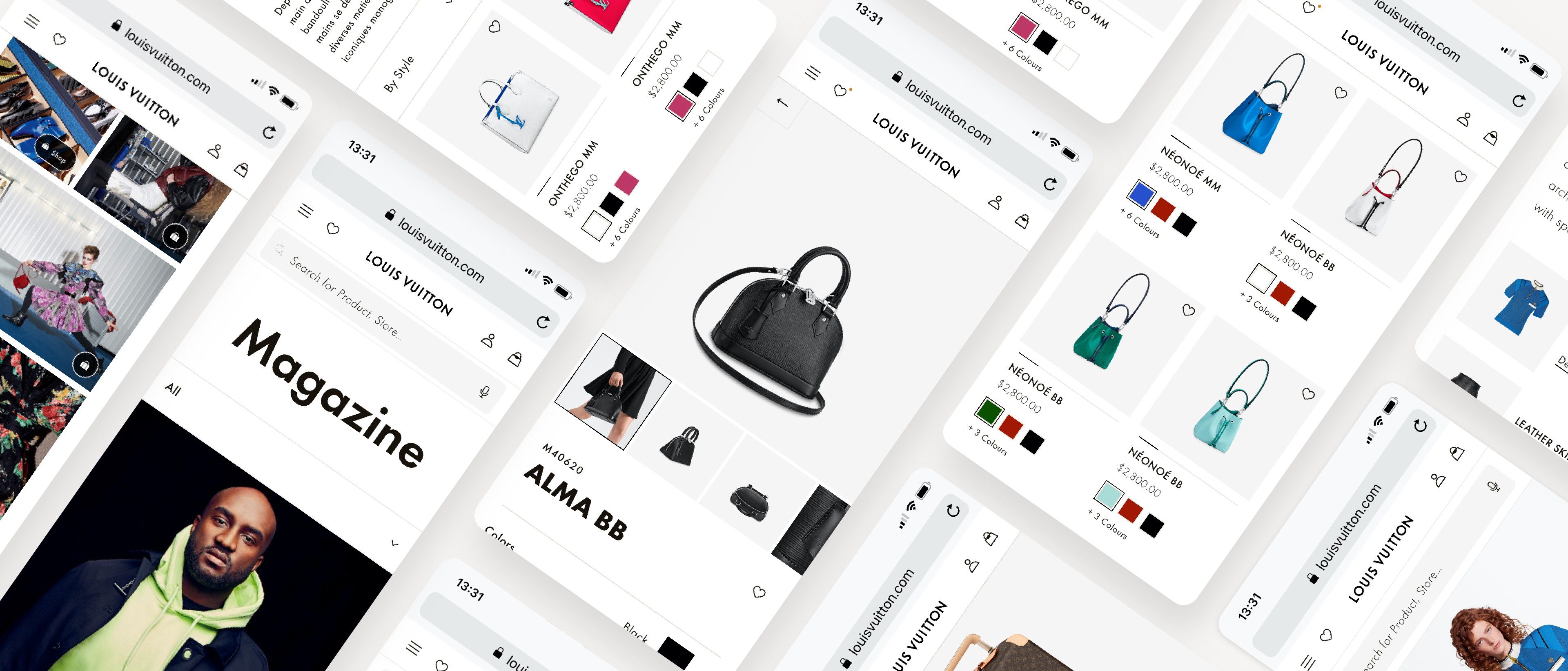 Louis Vuitton interface screens