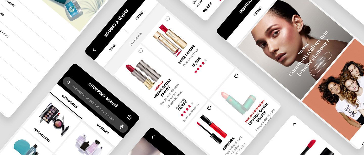 Sephora interface screens